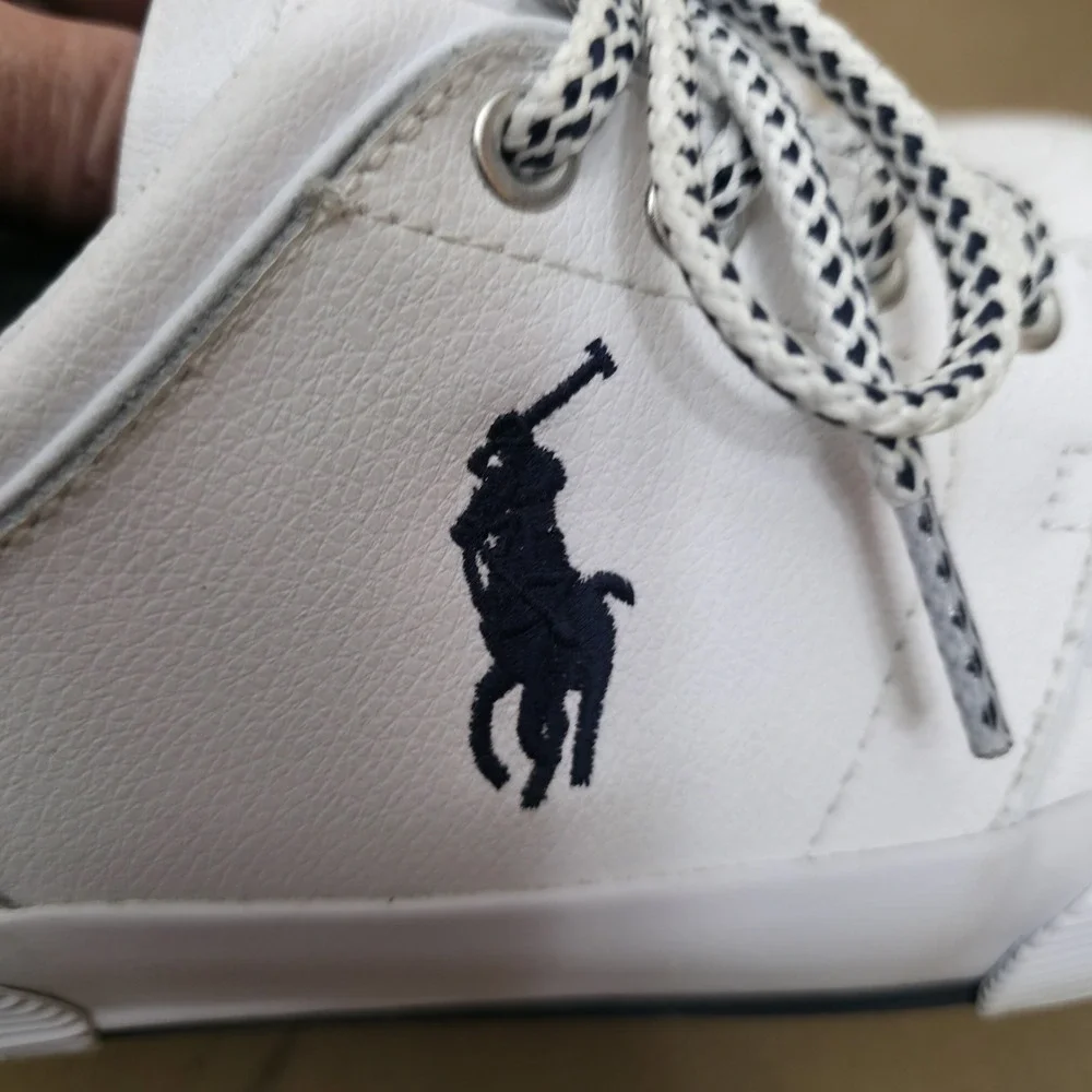Polo Ralph Lauren Sz 10.5 D Faxon Low Mens White Athletic Leather Shoes Sneakers
